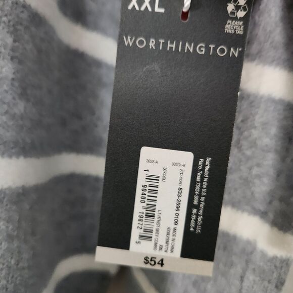 Worthington Womens Striped Sweater Gray & White Long Sleeve Size XXL - Picture 4 of 6